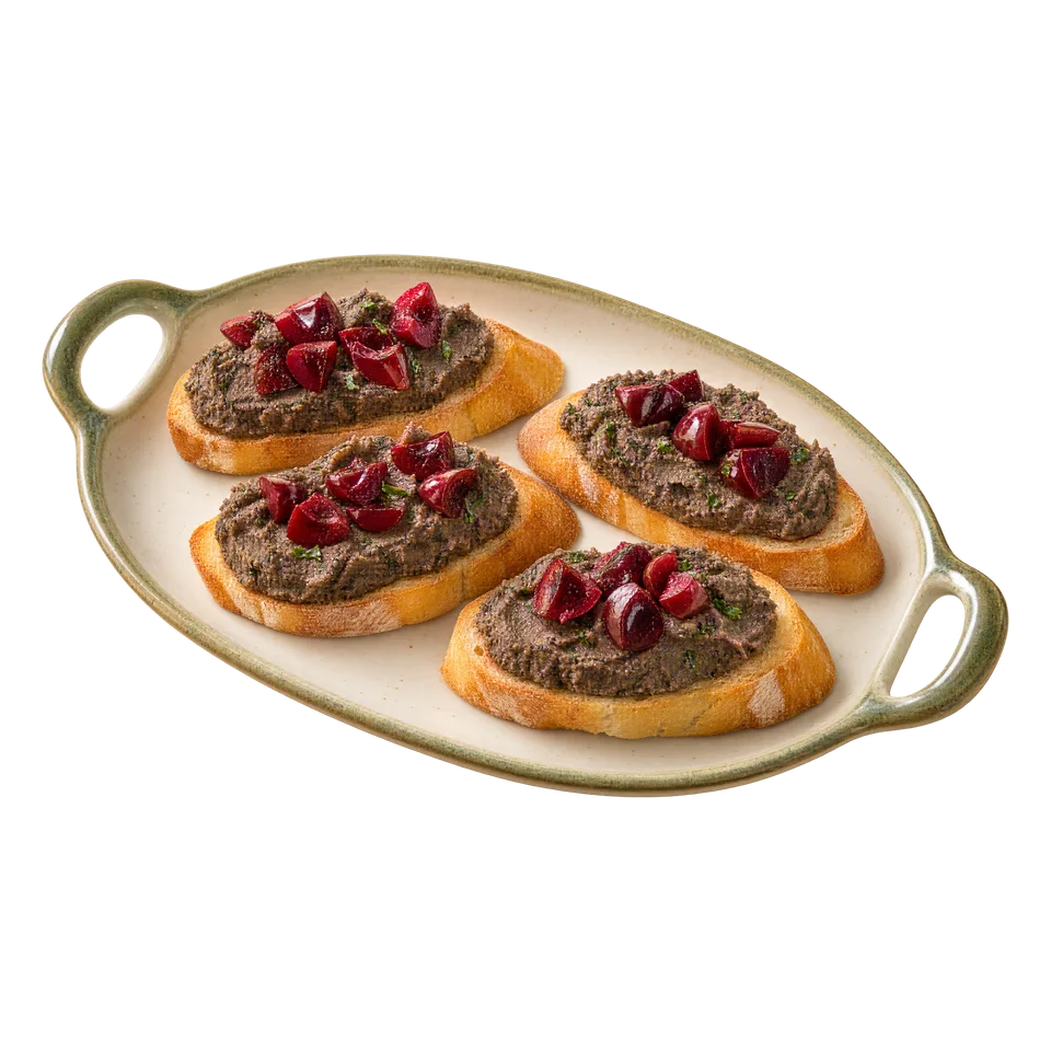 Grzybowe pâté z czarnym czosnkiem i kwaśną wiśnią