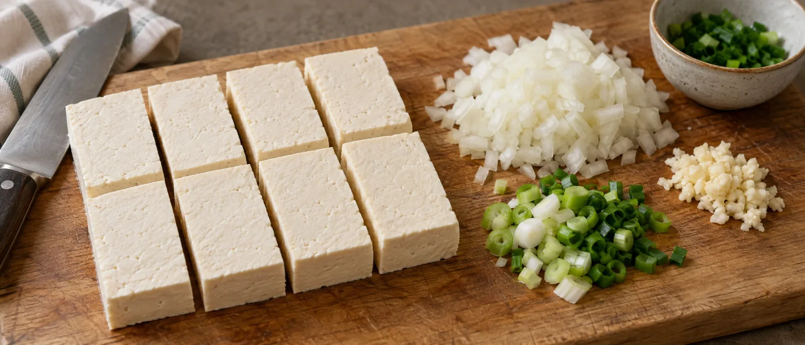 Przygotuj tofu i warzywa