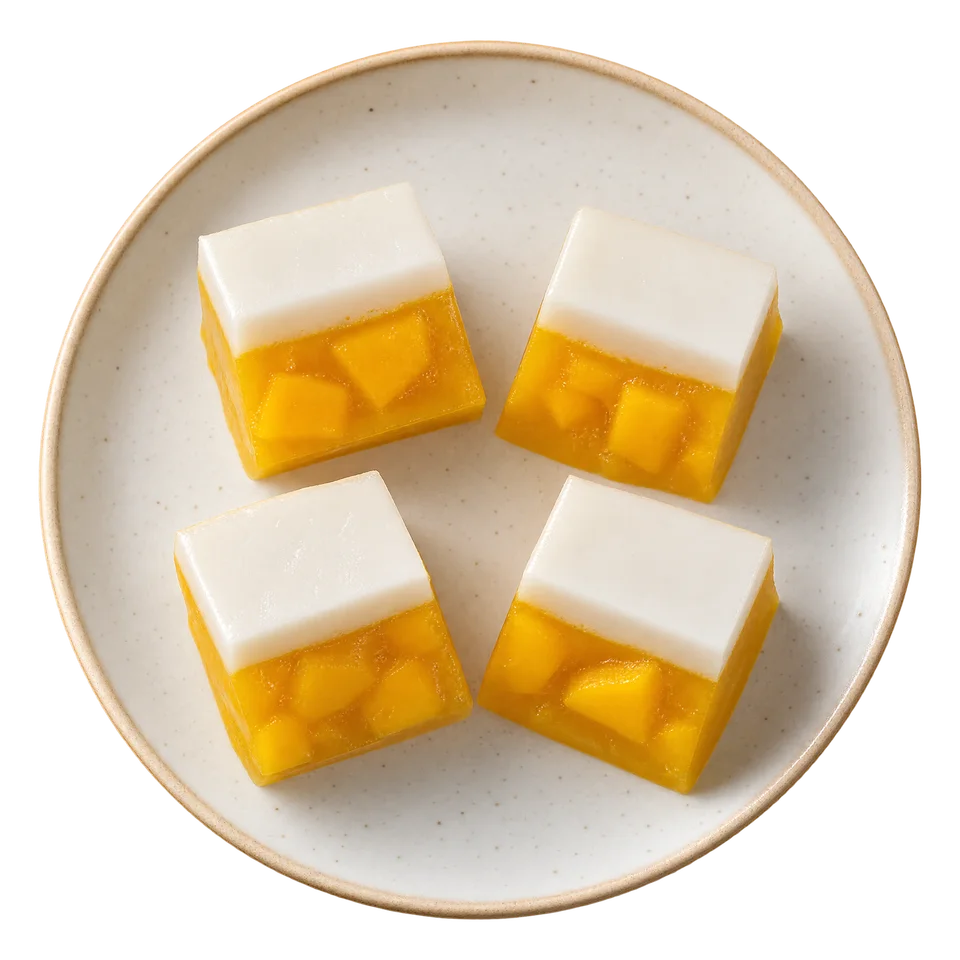 Dwuwarstwowe kostki mango–kokos