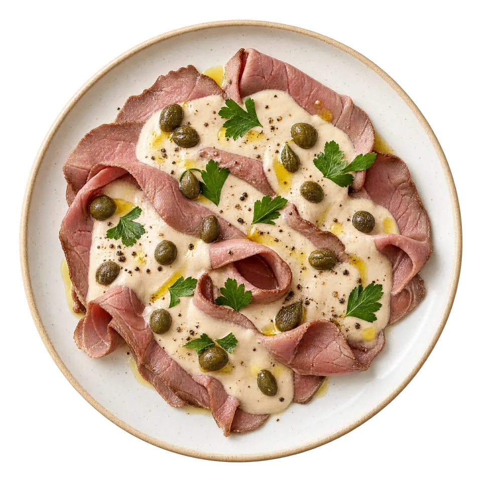 Rostbef tonnato z kaparami