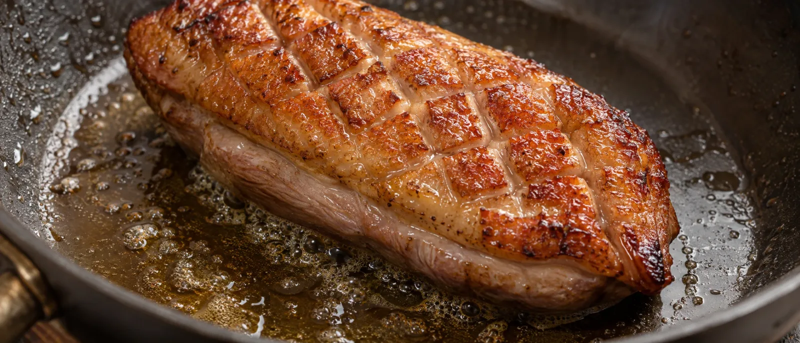 Render the fat and crisp the skin