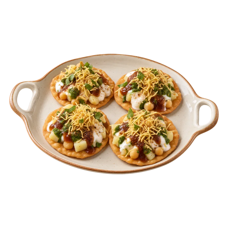 Papdi chaat z jogurtem, tamaryndowcem i miętą