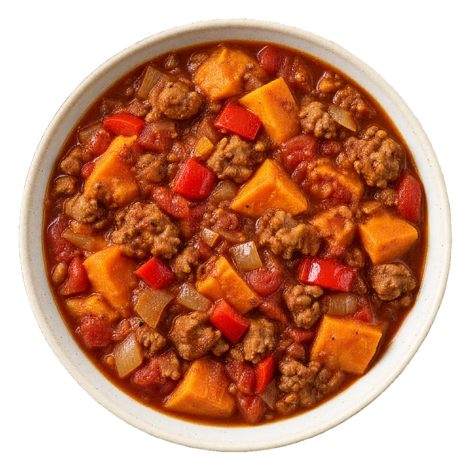 Chili z batatami i kiełbasą