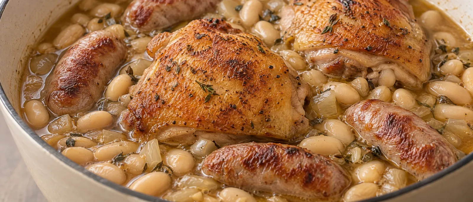 Add the beans and stock
