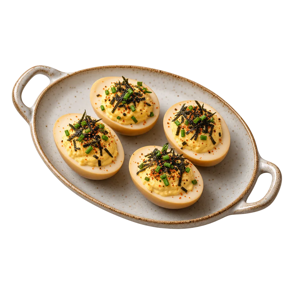 Jajka faszerowane miso z nori i shichimi