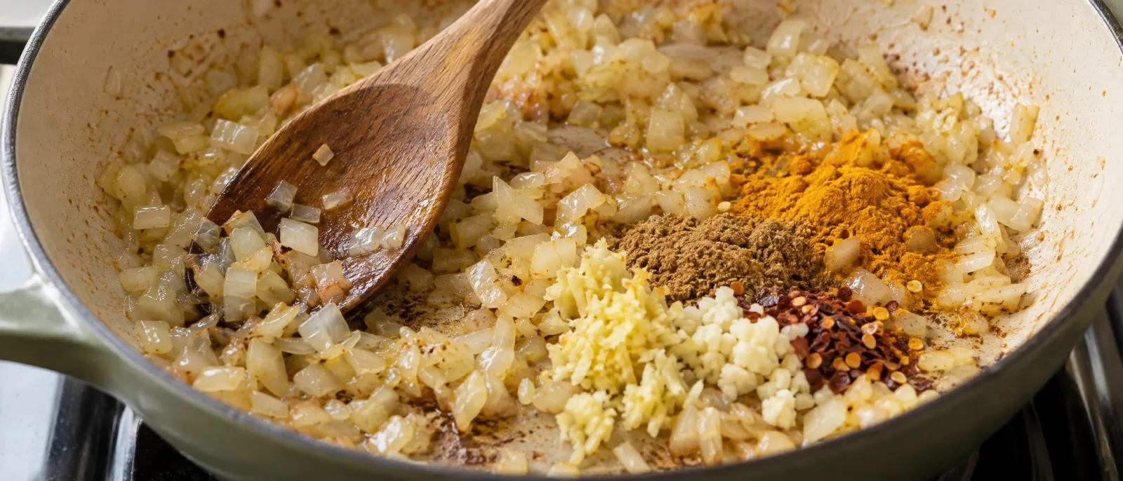 Cook the onion and spices