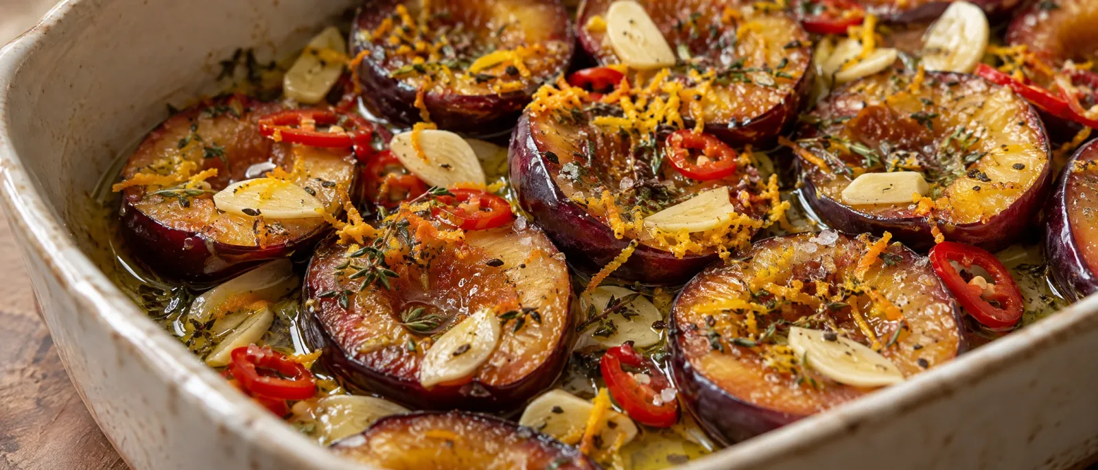 Prepare the plums and flavourings