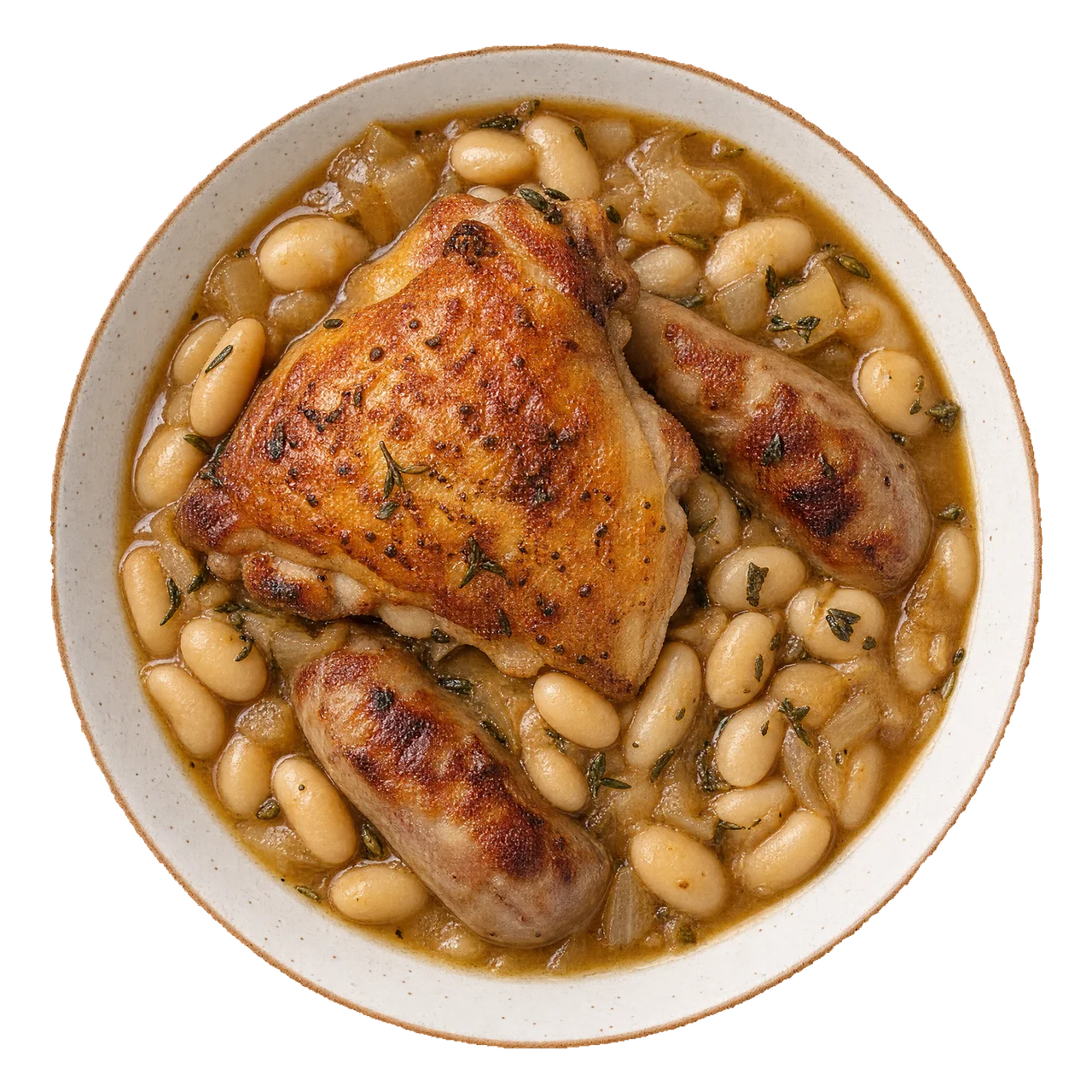 Uproszczony cassoulet z kurczakiem, kiełbasą i białą fasolą