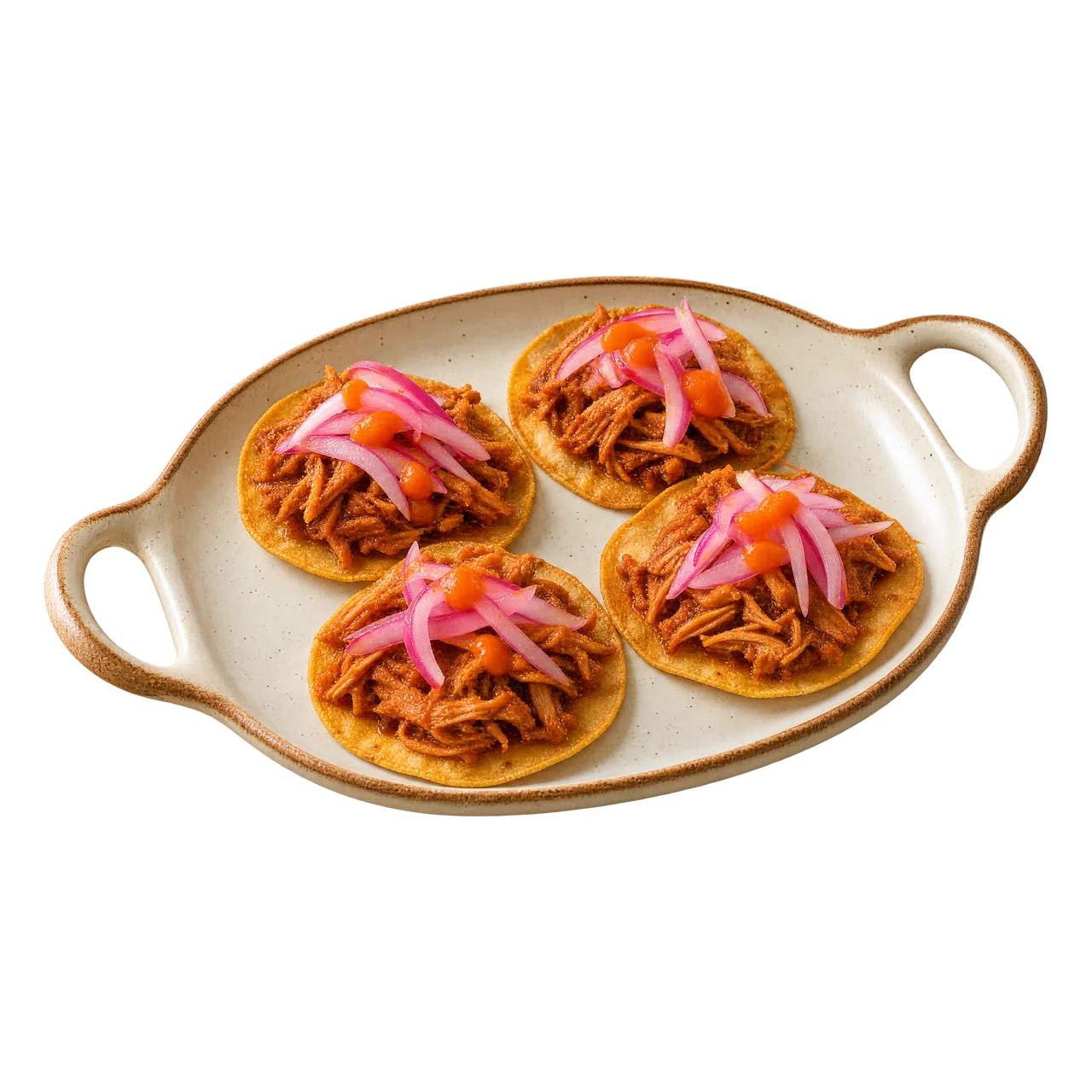 Cochinita pibil na mini tostadas