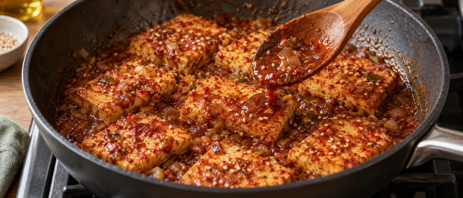Duś tofu i dodaj sezam