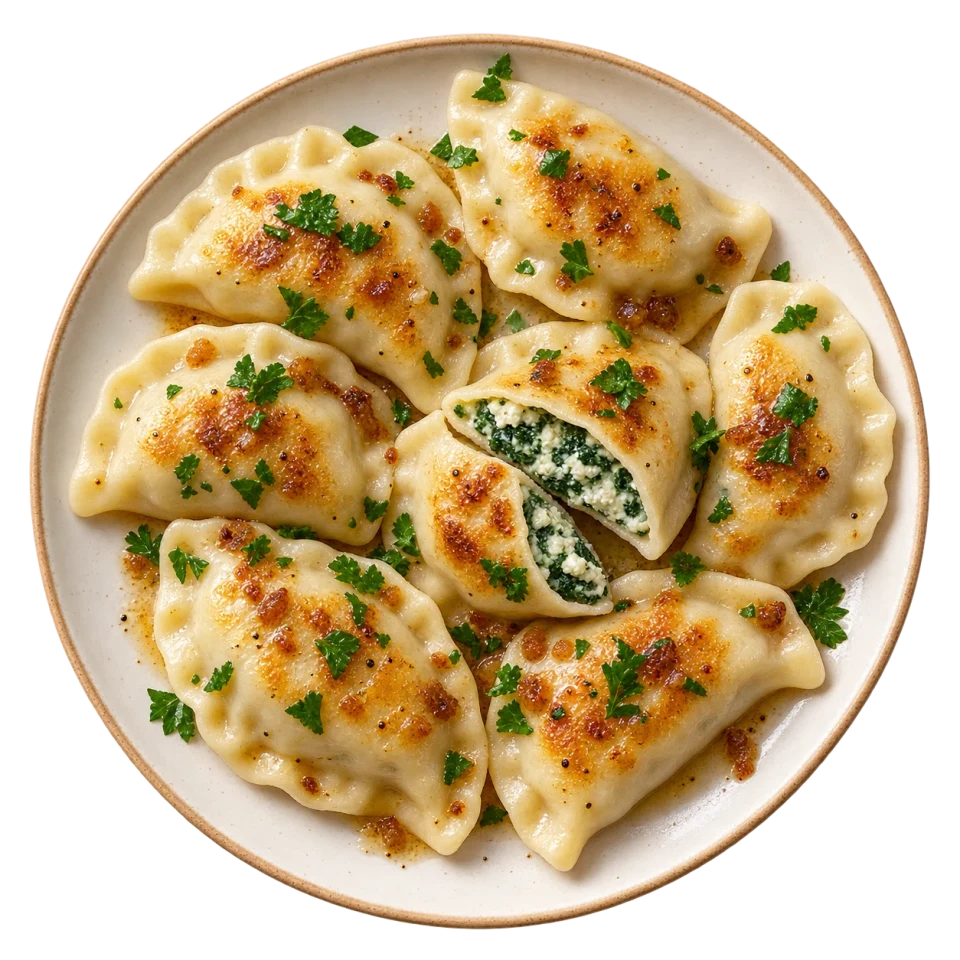 pierogi ze szpinakiem i ricottą z szałwią