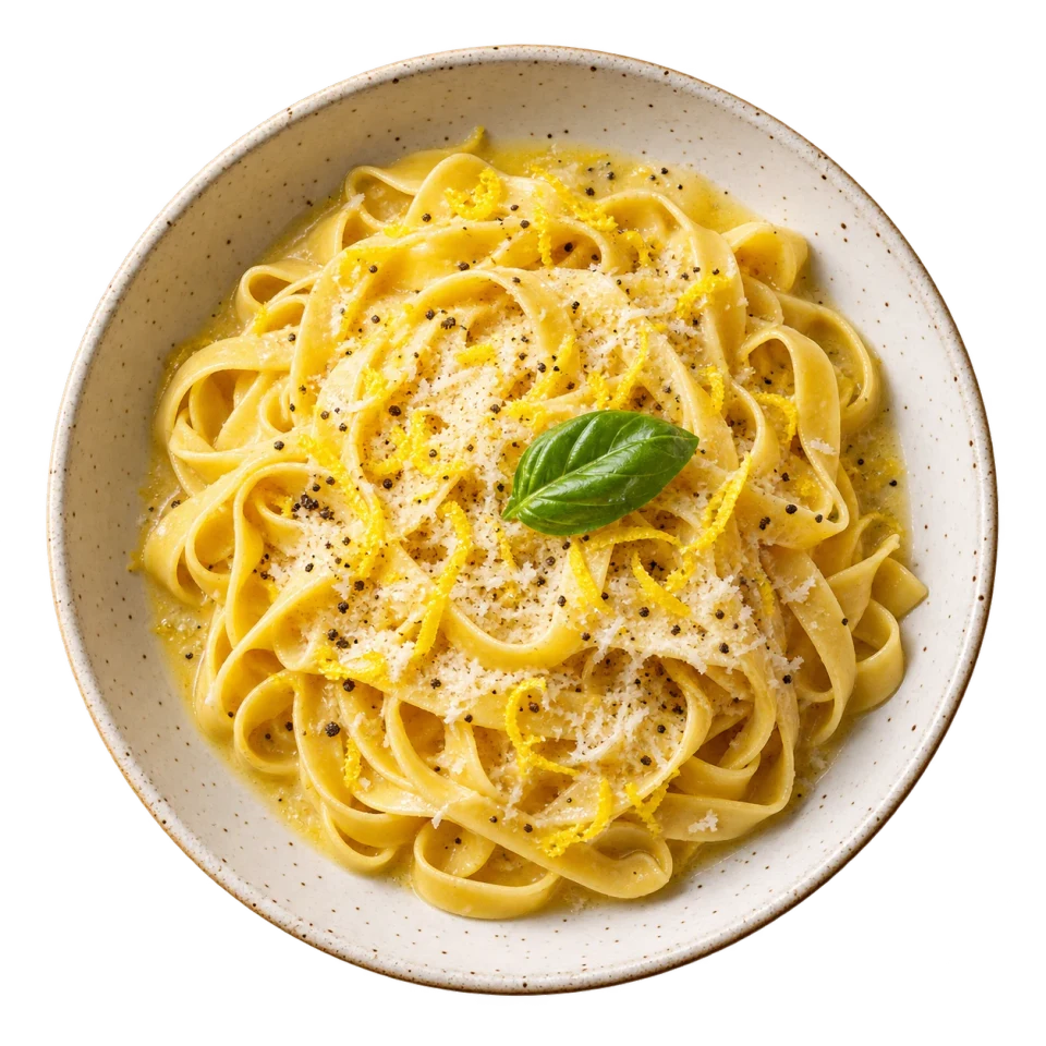 tagliatelle w cytrynowym sosie z bazylią