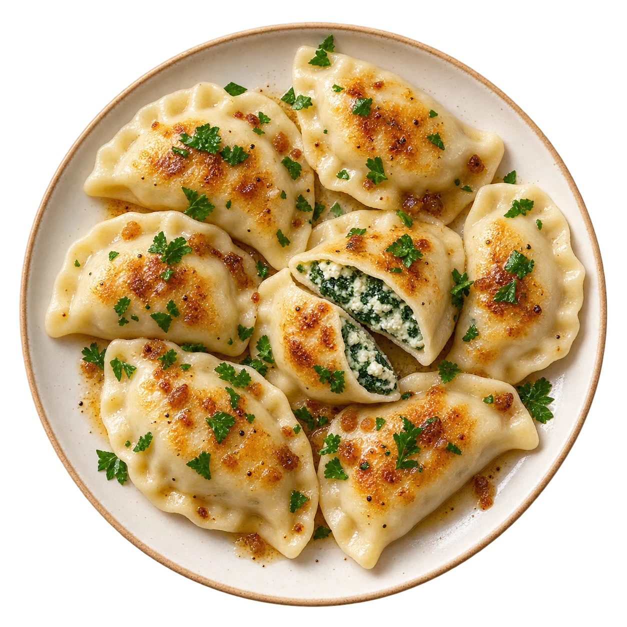 spinach and ricotta pierogi with sage
